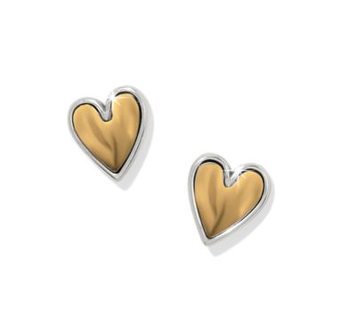 Silver Gold Cascade Heart Post Earrings