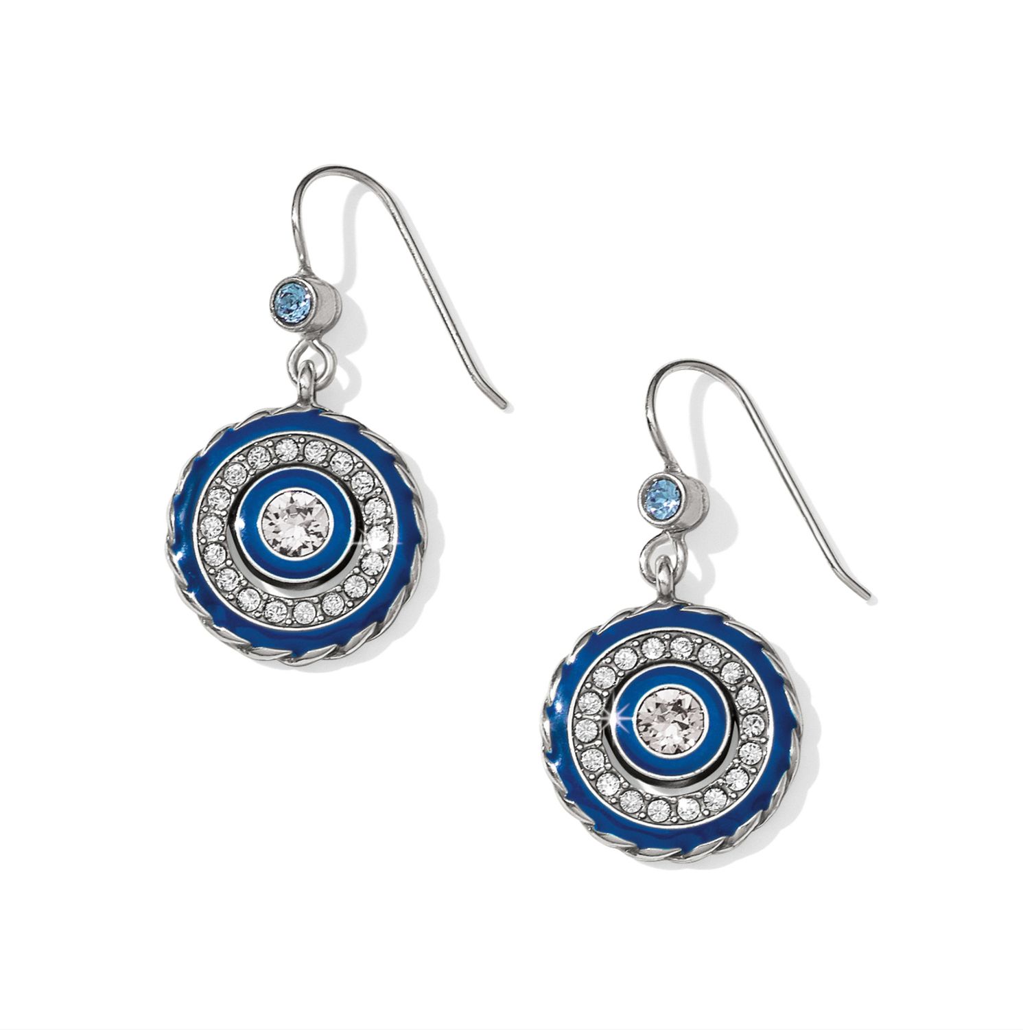 Silver Blue Halo Eclipse French Wire Earrings