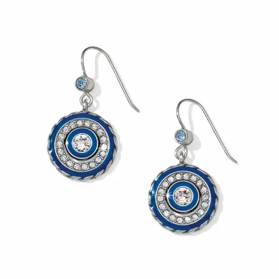 Silver Blue Halo Eclipse French Wire Earrings