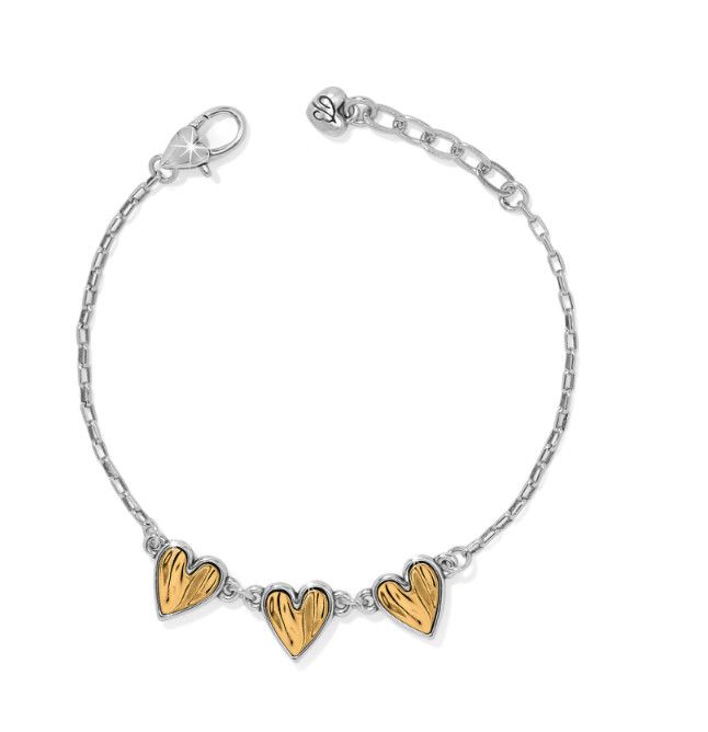 Silver Gold Cascade Heart Trio Bracelet