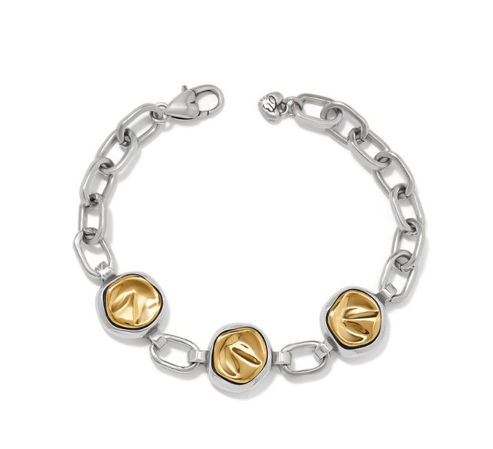Brighton Silver Gold Cascade Round Bracelet, elegant two-tone chain bracelet perfect for layering or everyday wear.
