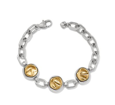 Brighton Silver Gold Cascade Round Bracelet, elegant two-tone chain bracelet perfect for layering or everyday wear.
