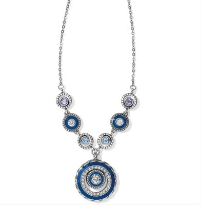 Silver Blue Halo Eclipse Necklace