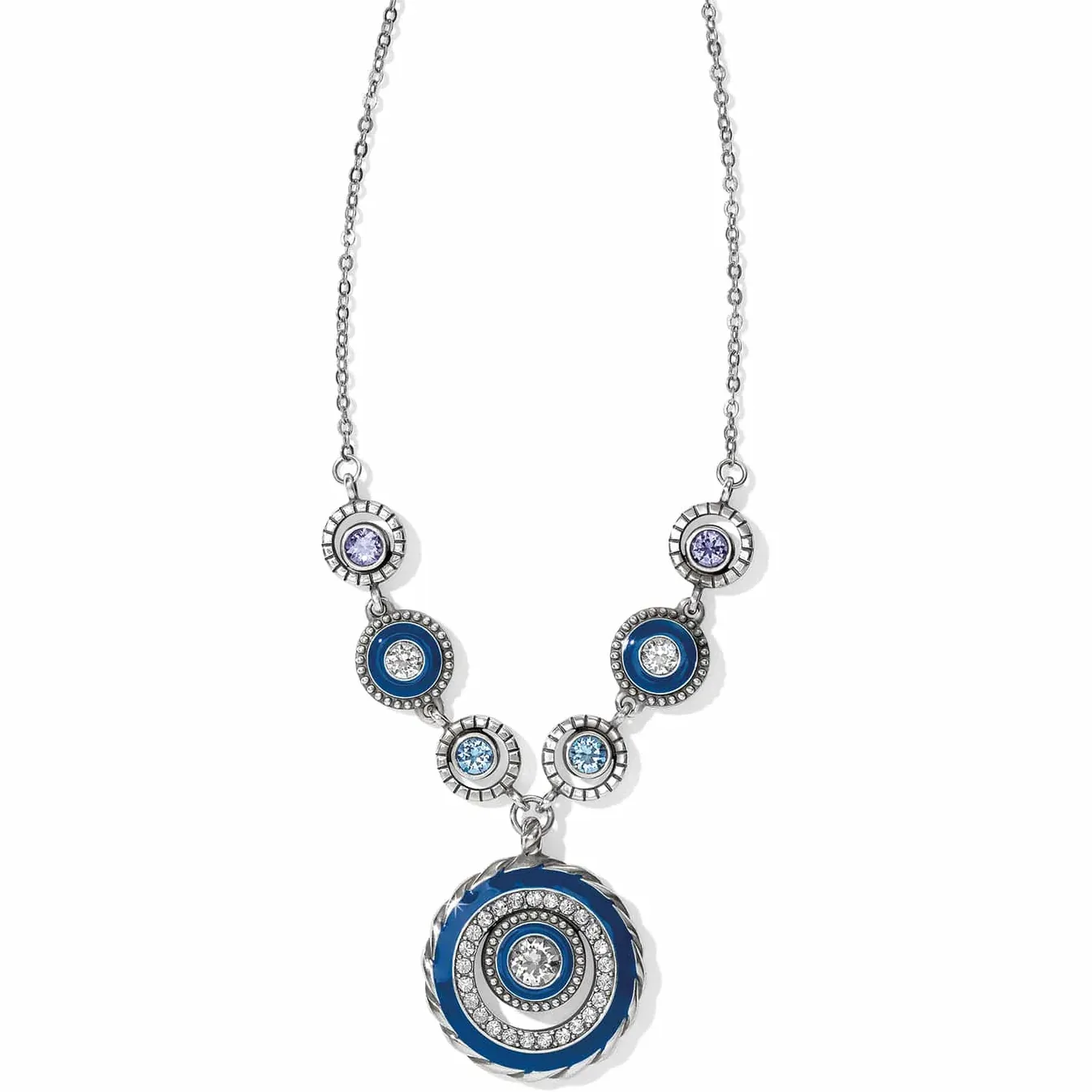 Silver Blue Halo Eclipse Necklace