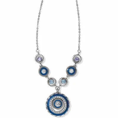 Silver Blue Halo Eclipse Necklace