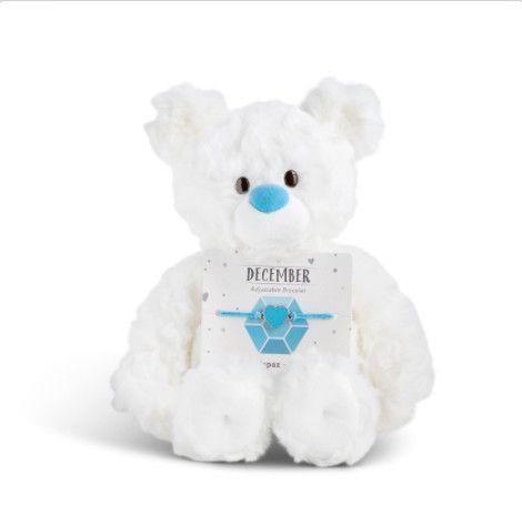 December Blue Topaz Birthstone Bear with Bracelet