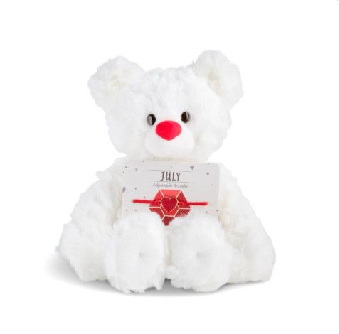 July Ruby Birthstone Bear with Bracelet