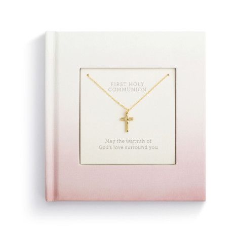 Girl First Communion Book And Necklace - Book 5x5in Necklace 16in