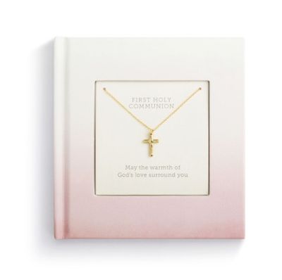 Girl First Communion Book And Necklace - Book 5x5in Necklace 16in