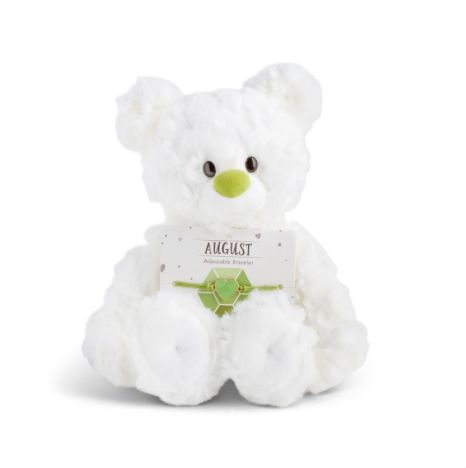 August Peridot Birthstone Bear with Bracelet