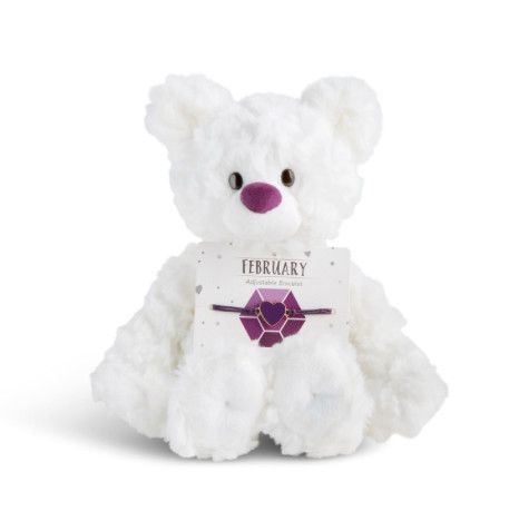 February Amethyst Birthstone Bear with Bracelet