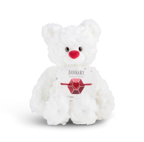 January Garnet Birthstone Bear with Bracelet