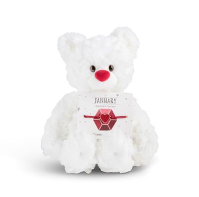 January Garnet Birthstone Bear with Bracelet