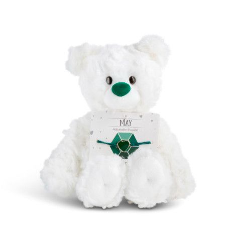 May Emerald Birthstone Bear with Bracelet