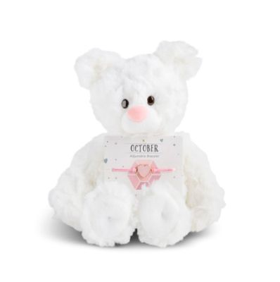 October Pink Tourmaline Birthstone Bear with Bracelet