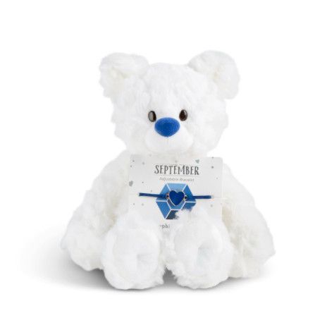 September Blue Saphire Birthstone Bear with Bracelet