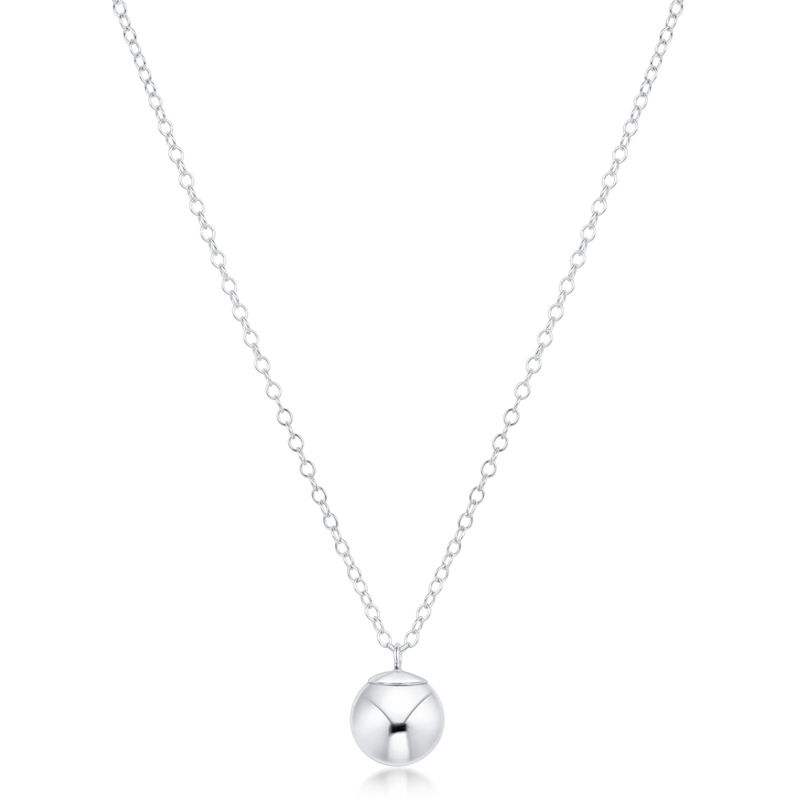 16" Necklace Sterling - Classic Sterling 8mm Charm