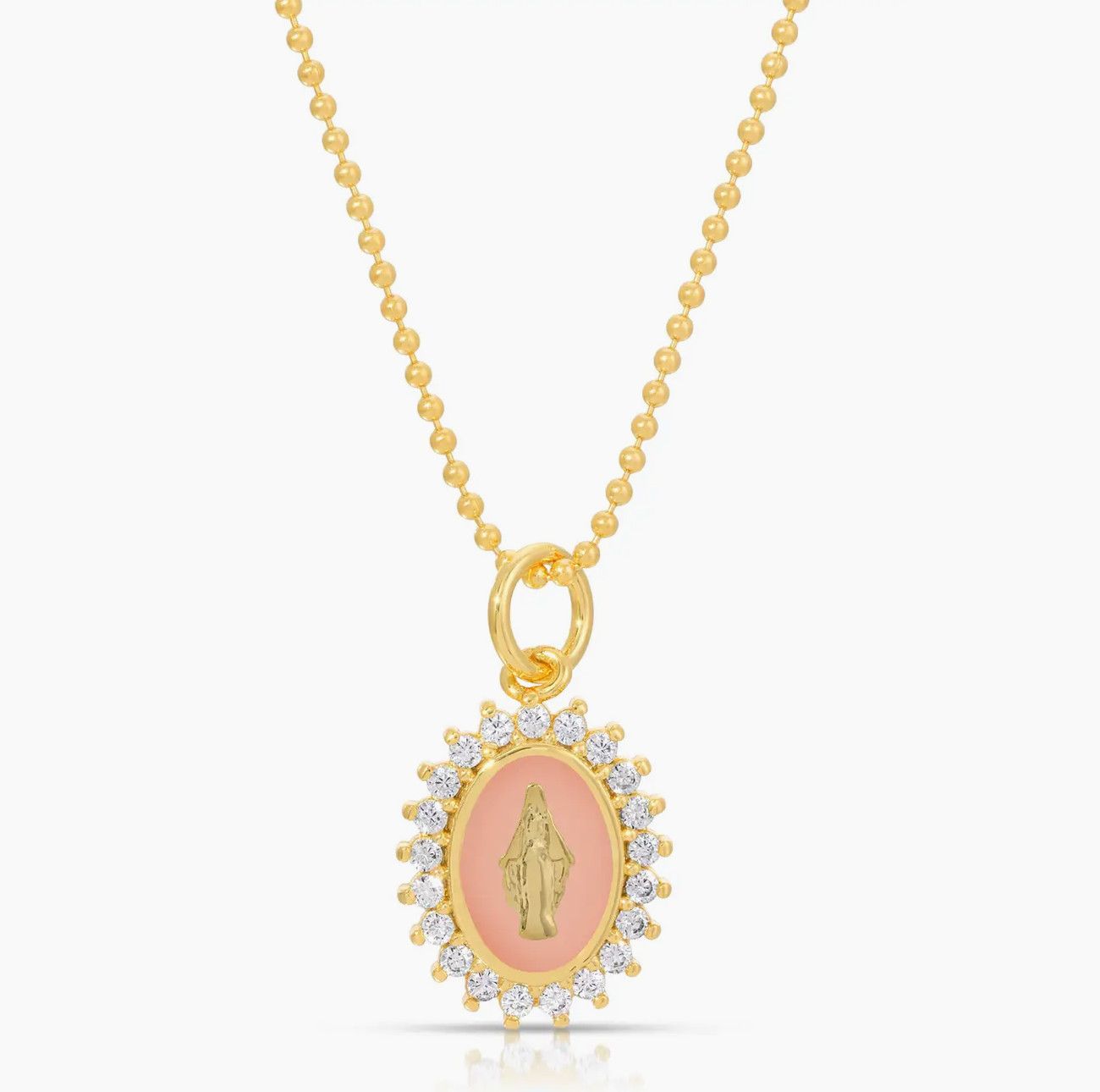 Mini Baby Pink Lady Lourdes Necklace