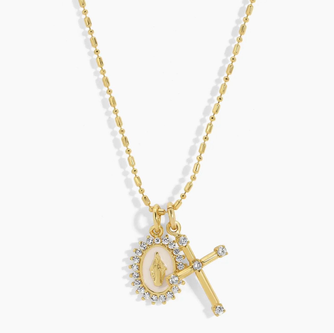 Virgin Maria Multi-Charm Gold Necklace