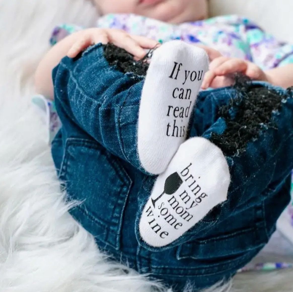 Bring My Mom Some Wine Baby Socks, Size: 0-6m