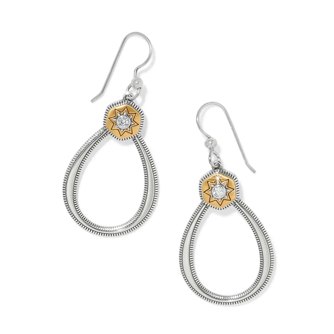 Silver Gold Mosaic Nova French Wire Earrings