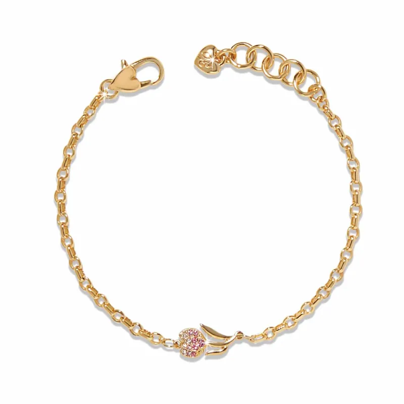 Gold Pink Enchanting Gem Tulipe Bracelet
