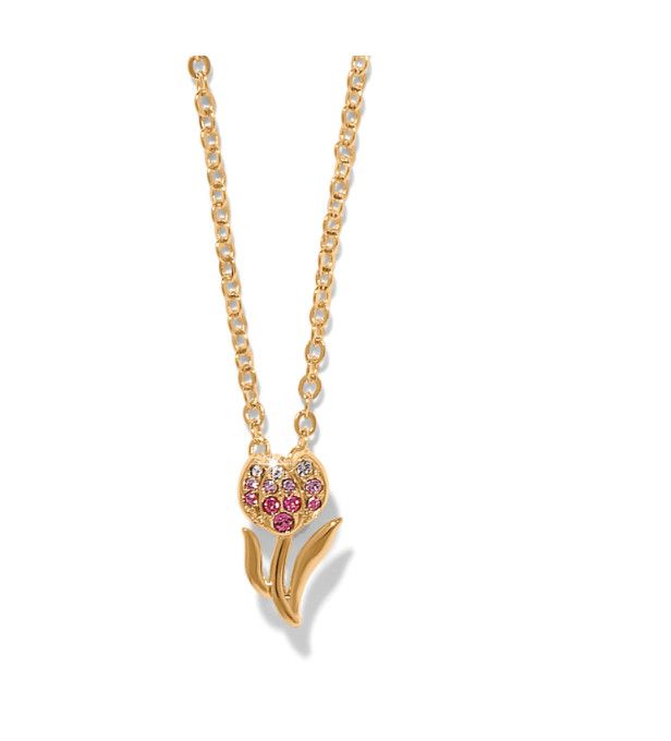 Gold Pink Enchanting Gem Tulip Necklace