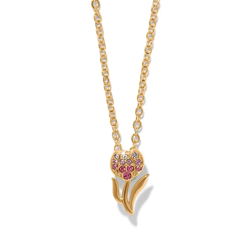 Gold Pink Enchanting Gem Tulip Necklace
