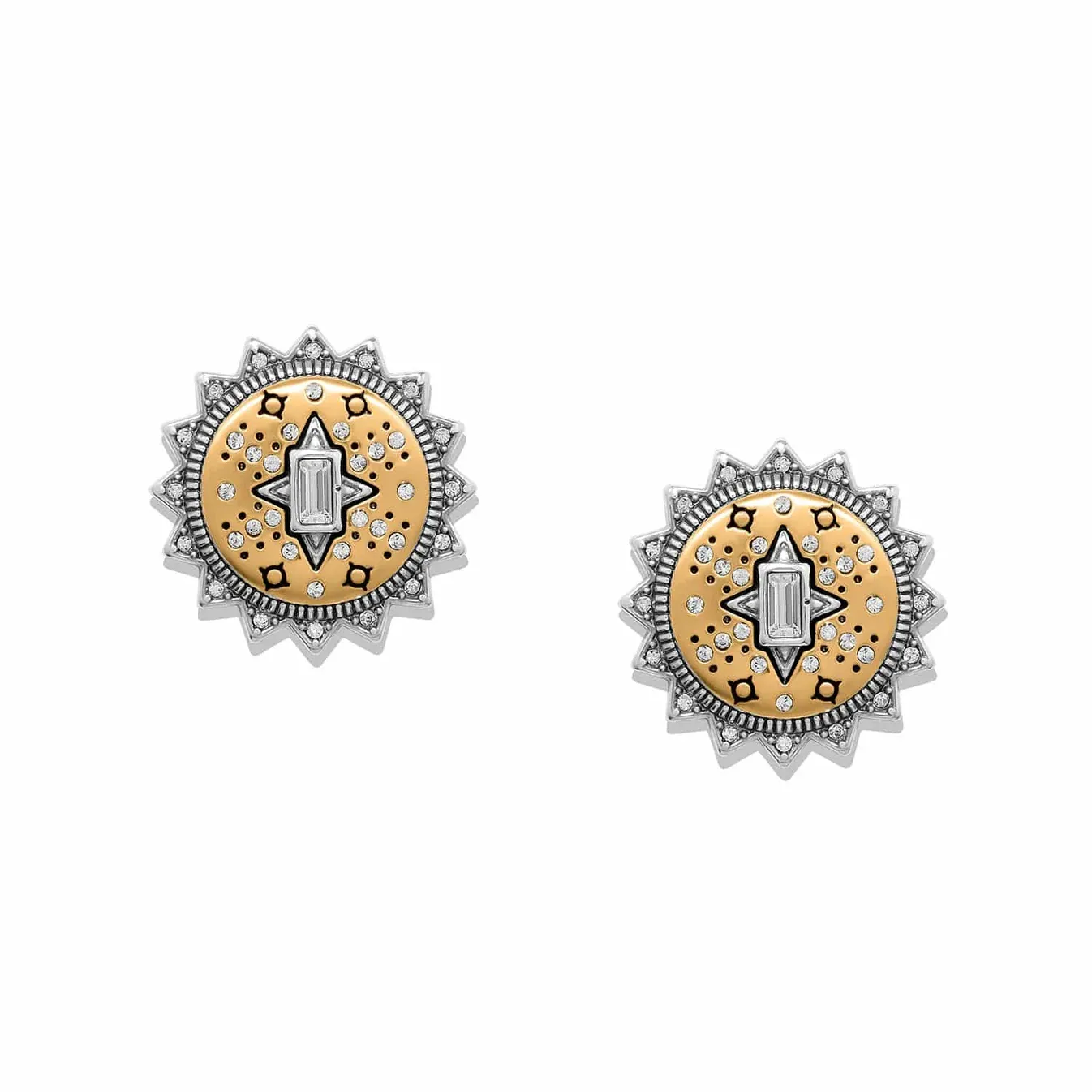 Silver Gold Mosaic Nova Post Earrings
