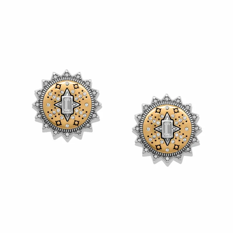 Silver Gold Mosaic Nova Post Earrings