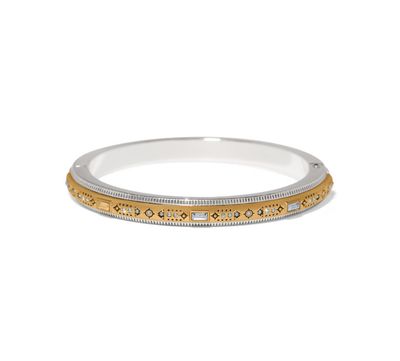 Silver Gold Mosaic Nova Hinged Bangle