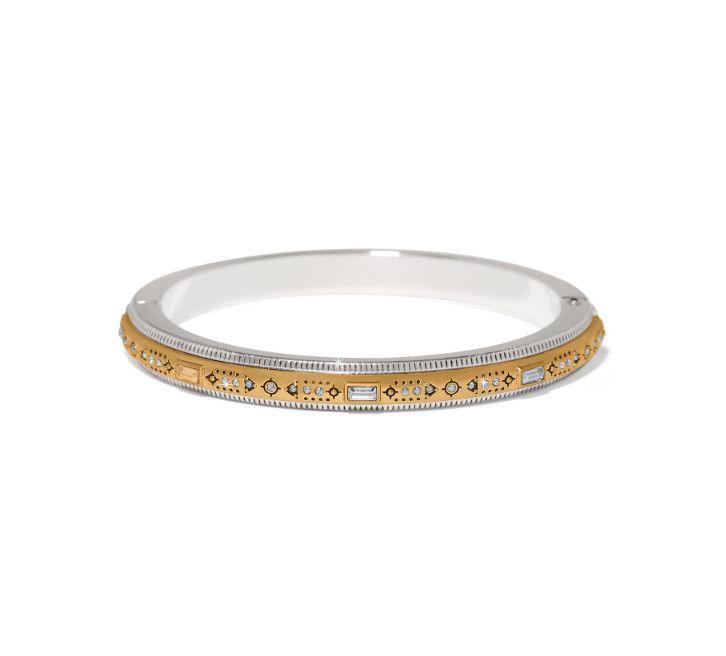 Silver Gold Mosaic Nova Hinged Bangle