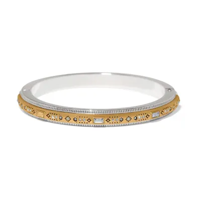 Silver Gold Mosaic Nova Hinged Bangle
