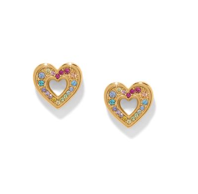 Gold Enchanting Gem Heart Earrings