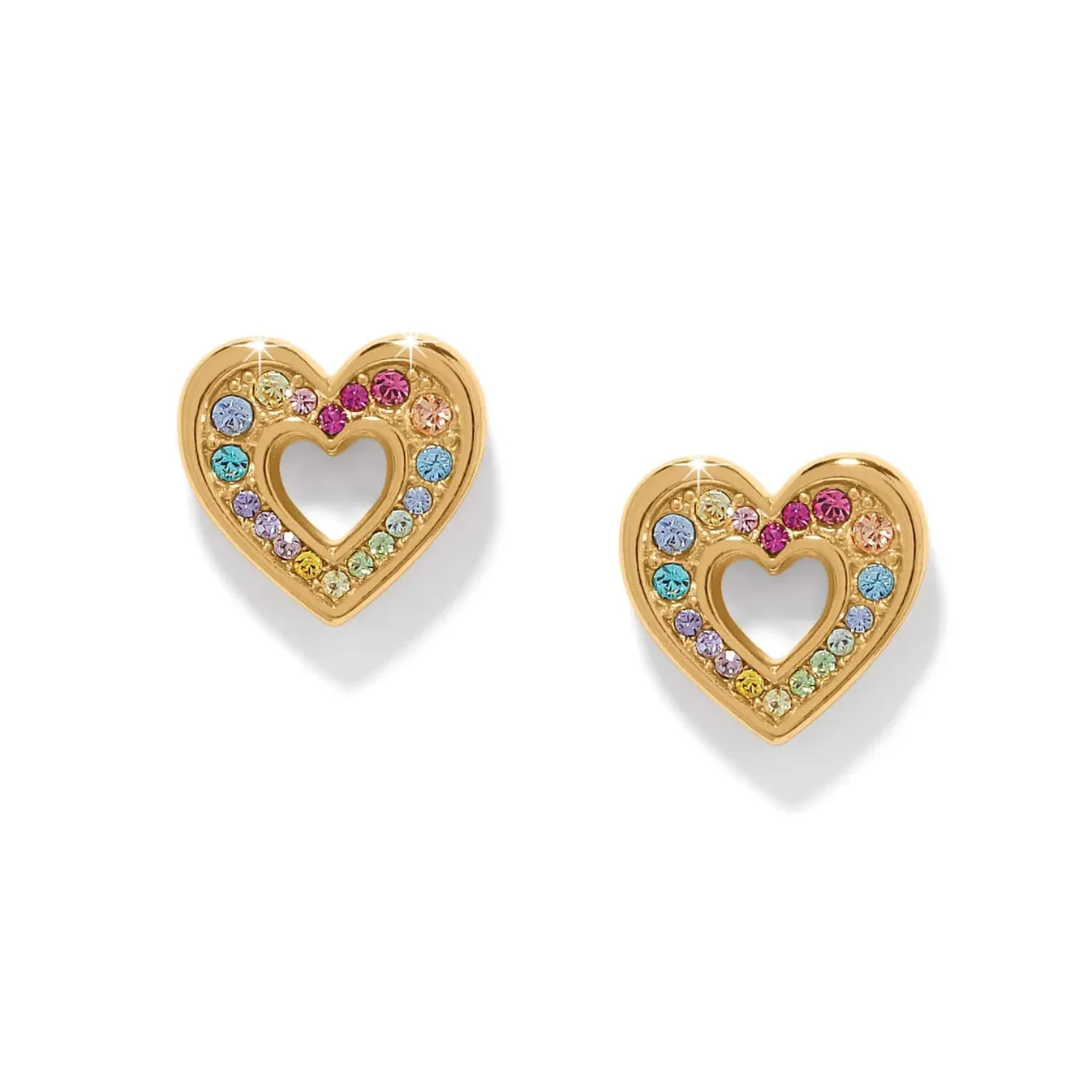 Gold Enchanting Gem Heart Earrings