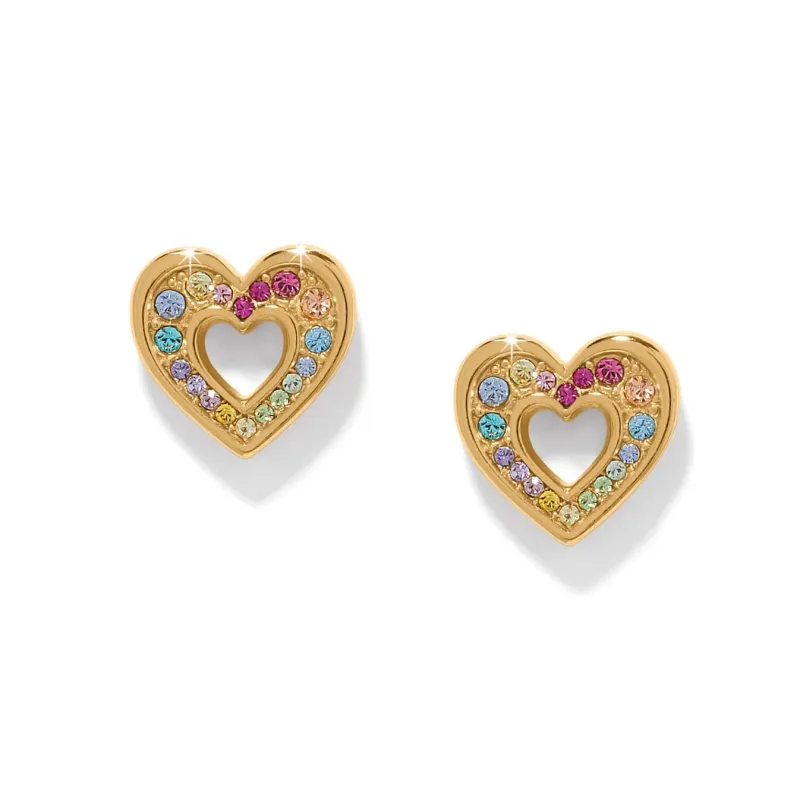 Gold Enchanting Gem Heart Earrings