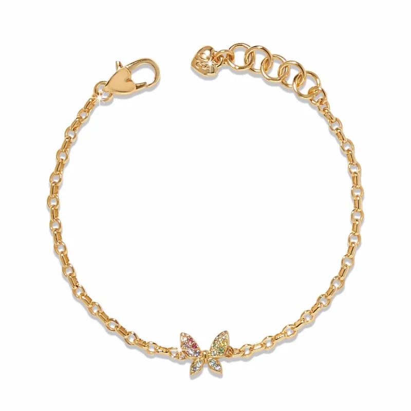 Gold Enchanting Gem Butterfly Bracelet
