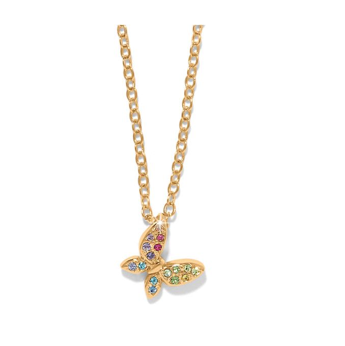 Gold Enchanting Gem Butterfly Necklace