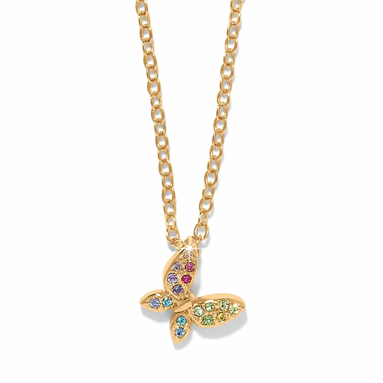 Gold Enchanting Gem Butterfly Necklace