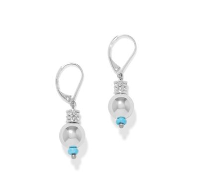 Silver Turquoise Meridian Petite Sphere Leverback Earrings