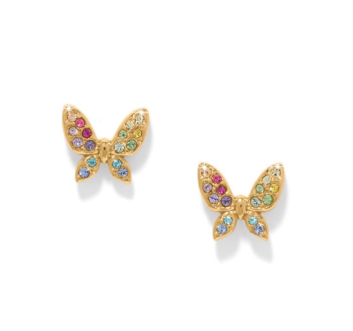 Gold Enchanting Gem Butterfly Earrings