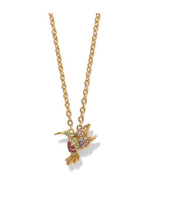 Gold Enchanting Gem Hummingbird Necklace