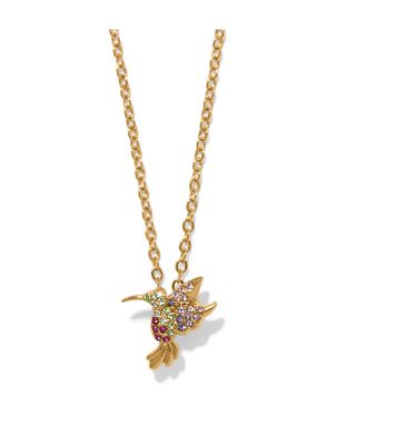 Gold Enchanting Gem Hummingbird Necklace