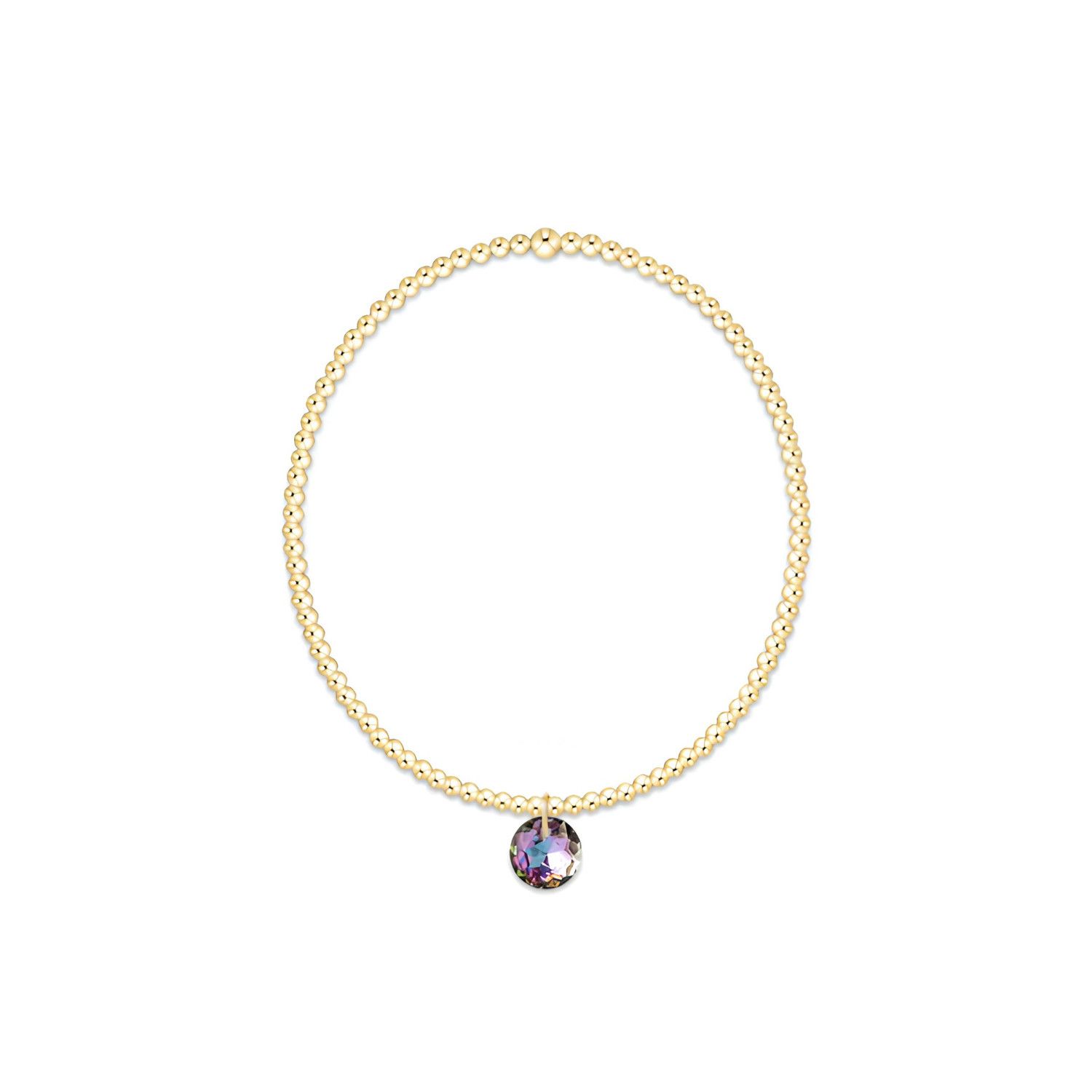 Classic Gold 2mm Bracelet Reflection Light Amethyst