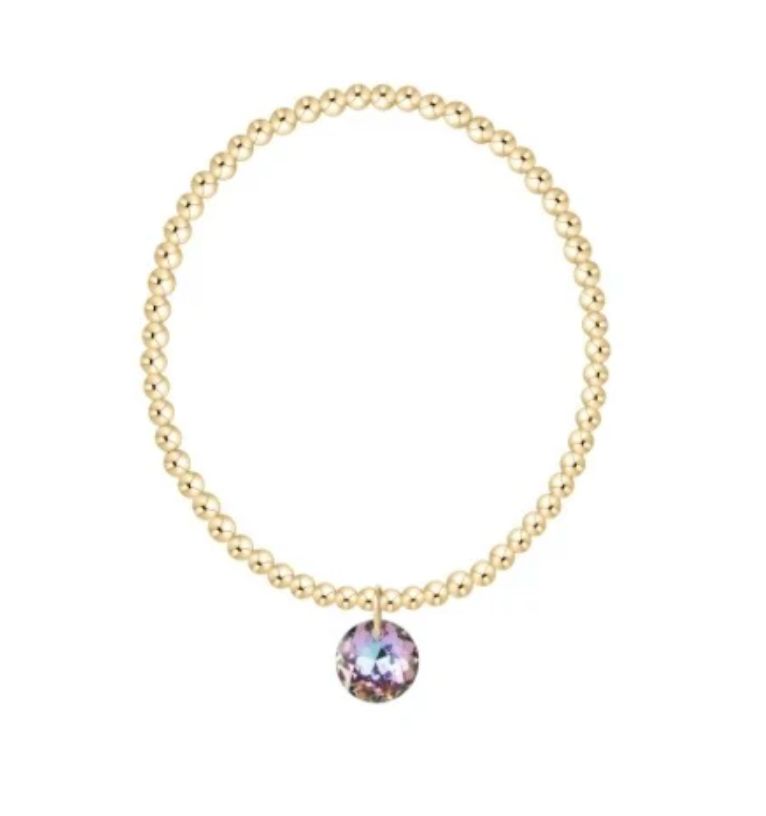 Classic Gold 3mm Bracelet Reflection Light Amethyst
