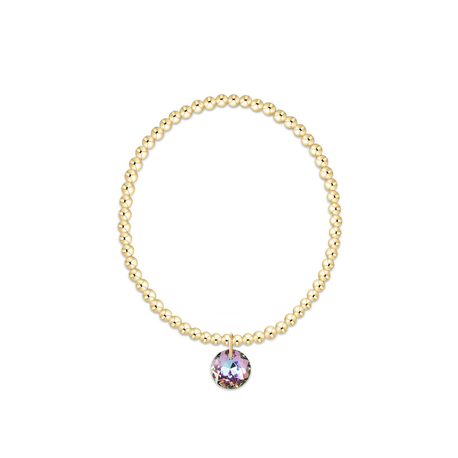 Classic Gold 3mm Bracelet Reflection Light Amethyst