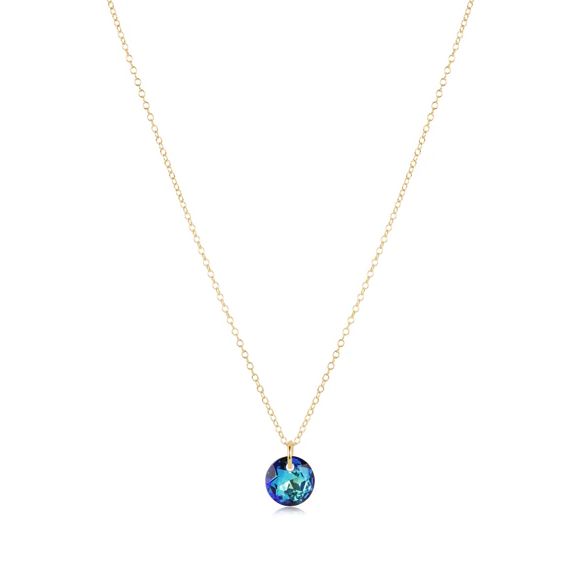 16" Necklace Gold Reflection Blue Zircon