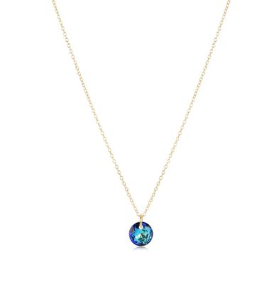 16" Necklace Gold Reflection Blue Zircon