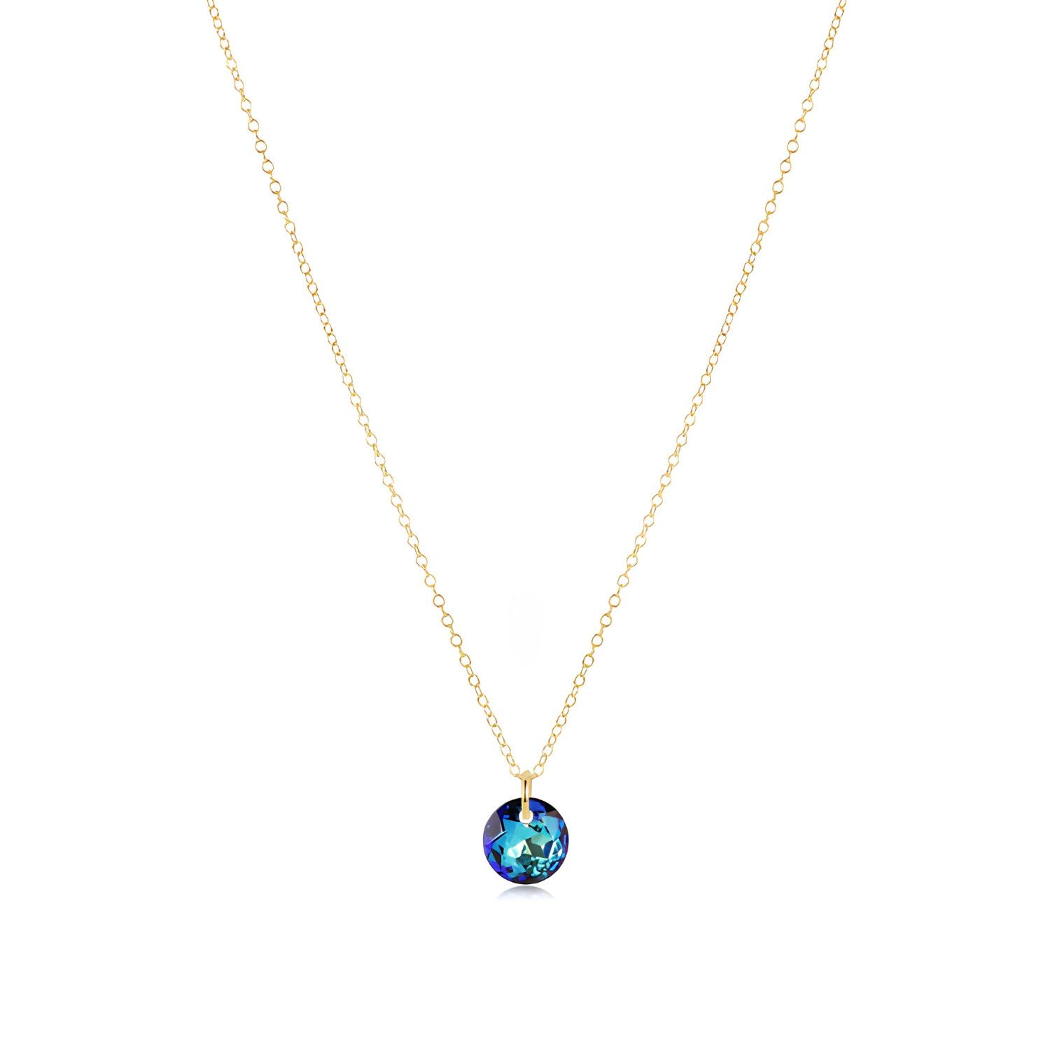16" Necklace Gold Reflection Blue Zircon