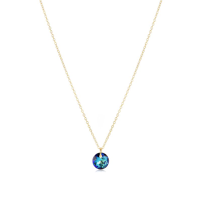 16" Necklace Gold Reflection Blue Zircon